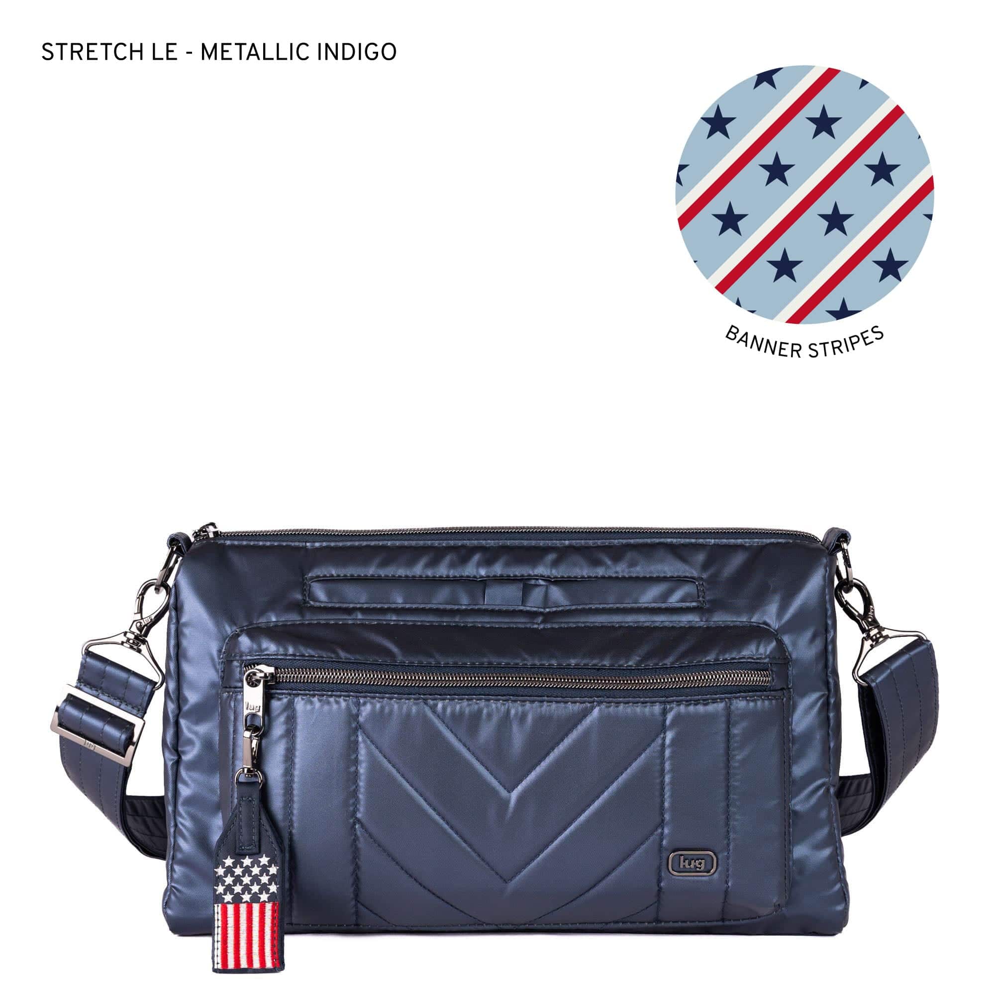Stretch LE Crossbody Bag - Patriotic - METALLIC INDIGO - 24320_StretchLE_MetallicIndigo_Angle_01